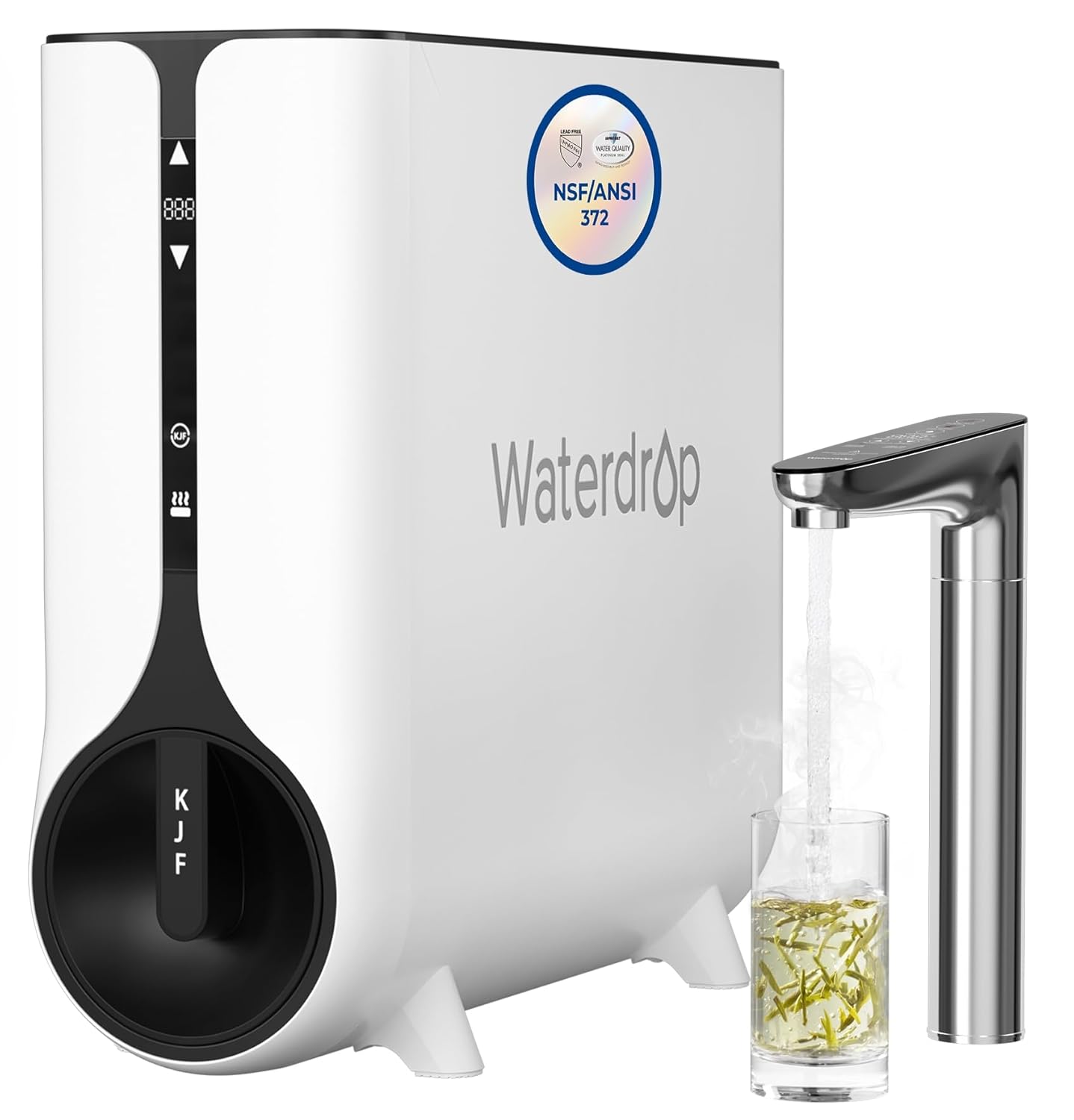 Waterdrop Umkehrosmose Instant Heißwasserspender System, 600 GPD, Tanklos, 2:1 Rein zum Abtropfen, Unter der Spüle, TDS Reduktion, Smart LED-Armatur, WD-K6/WD-KJ600