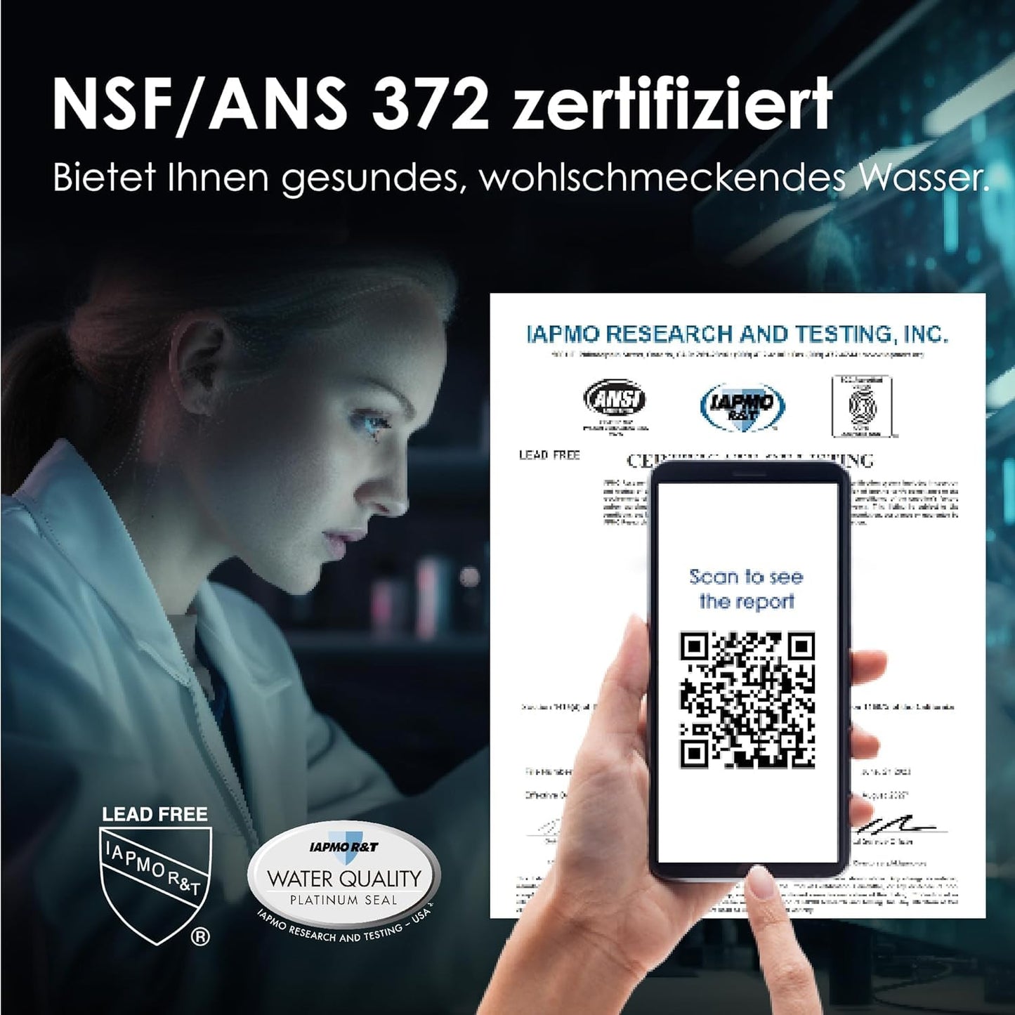 Waterdrop A1 Auftisch Umkehrosmoseanlage mit 6 Temperaturstufen (5-95°C) Mobil ohne Wasseranschluss, 7-Stufige Filterung, TDS Reduzieren, Kalkfreies Trinkwasser zum Kaffee&Tee&Kochen, Touch Display