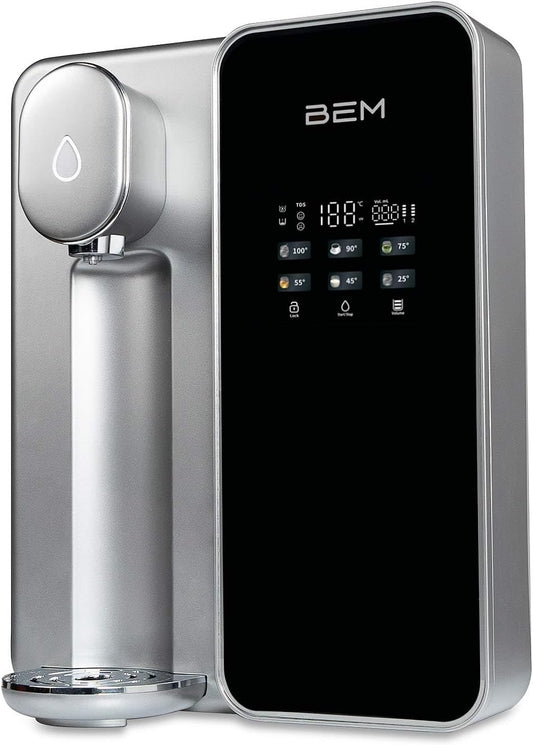 BEM Unicora Water Filter Osmosis System Reverse Osmosis Drinking Water Purifier with UV, Direct Connection, Hot Water Dispenser 6 Temperature Levels, TDS Monitor, Lime-Free, Water Filter System for