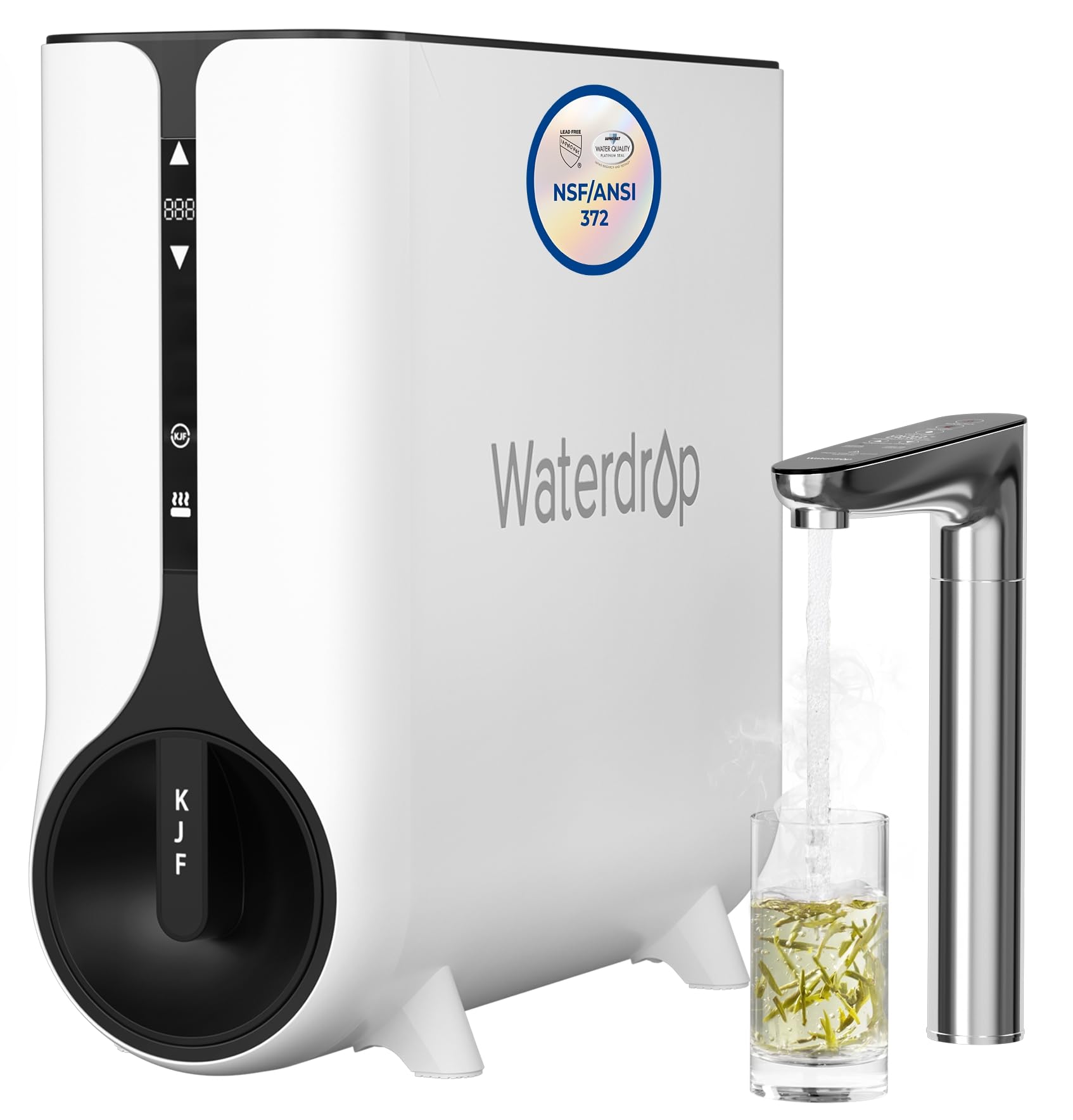 Waterdrop Umkehrosmose Instant Heißwasserspender System, 600 GPD, Tanklos, 2:1 Rein zum Abtropfen, Unter der Spüle, TDS Reduktion, Smart LED-Armatur, WD-K6/WD-KJ600