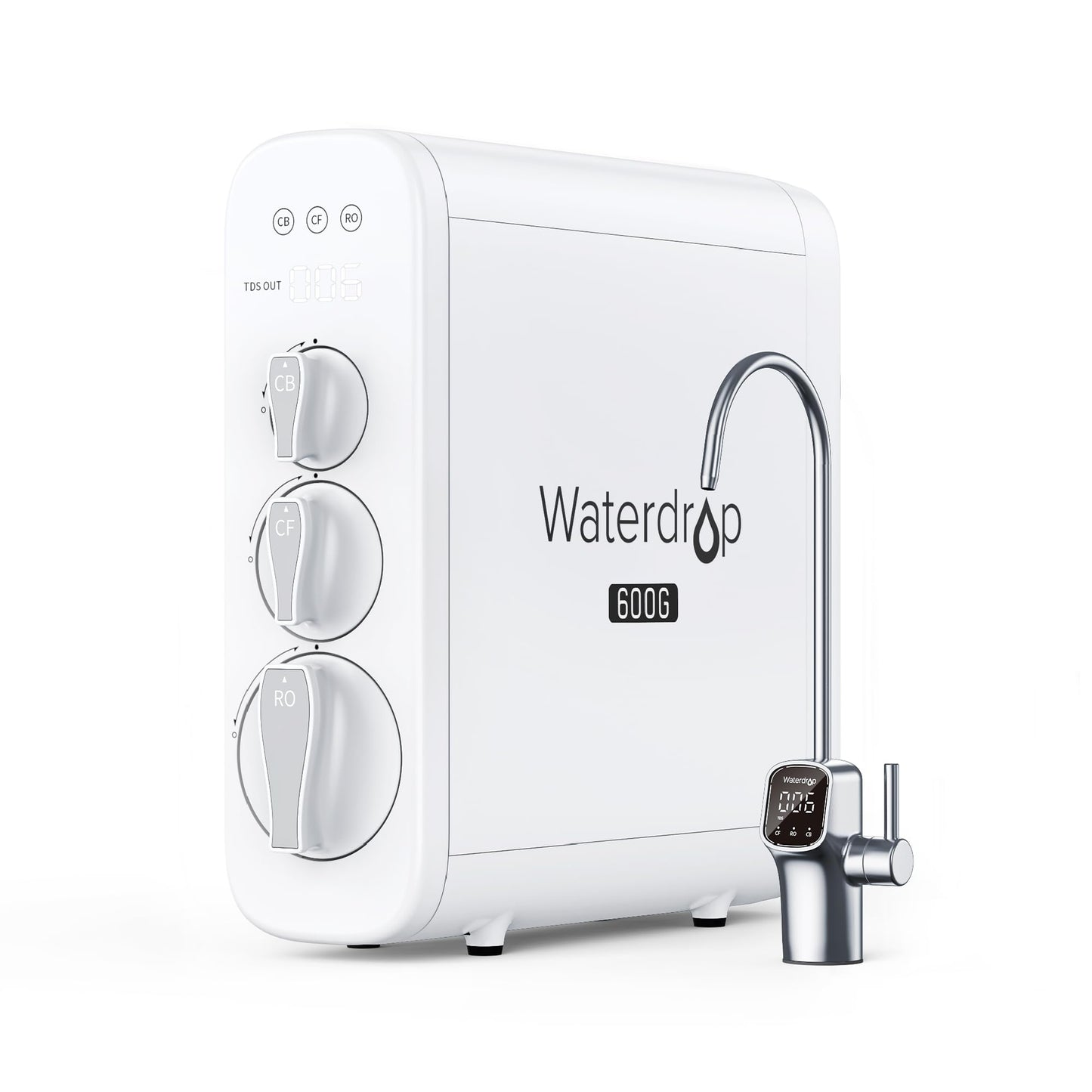 Waterdrop Reverse Osmosis System, 800 GPD, TDS Reduction, No More Calcified Kitchen Appliances, 3:1 Pure-to-Drain, RO without Tank, Reverse Osmosis Water Filter System, LED Intelligent Tap