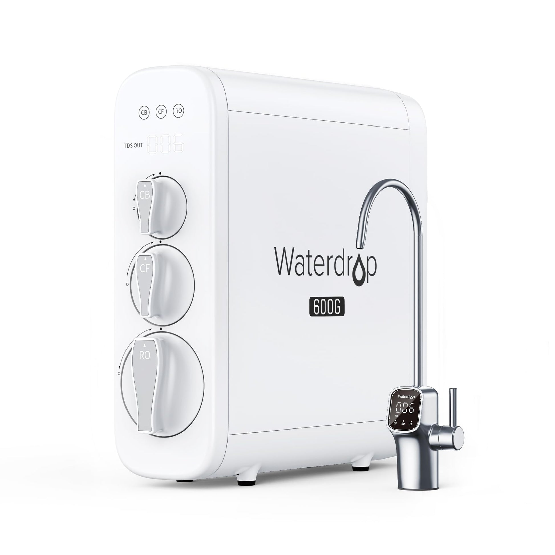 Waterdrop Reverse Osmosis System, 800 GPD, TDS Reduction, No More Calcified Kitchen Appliances, 3:1 Pure-to-Drain, RO without Tank, Reverse Osmosis Water Filter System, LED Intelligent Tap