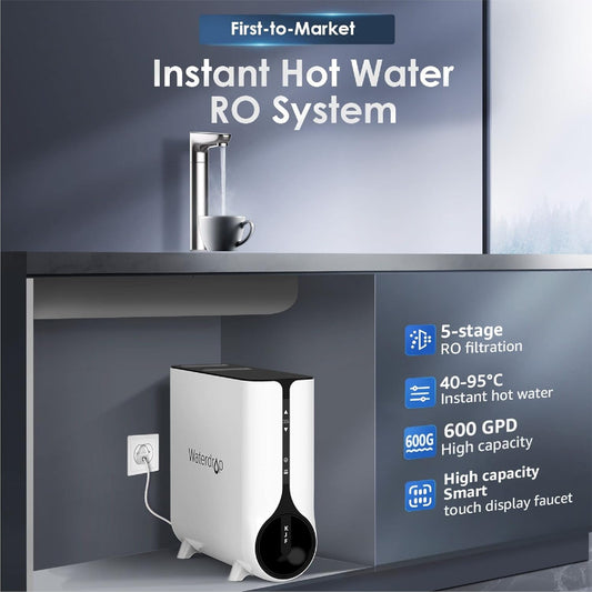 Waterdrop Umkehrosmose Instant Heißwasserspender System, 600 GPD, Tanklos, 2:1 Rein zum Abtropfen, Unter der Spüle, TDS Reduktion, Smart LED-Armatur, WD-K6/WD-KJ600