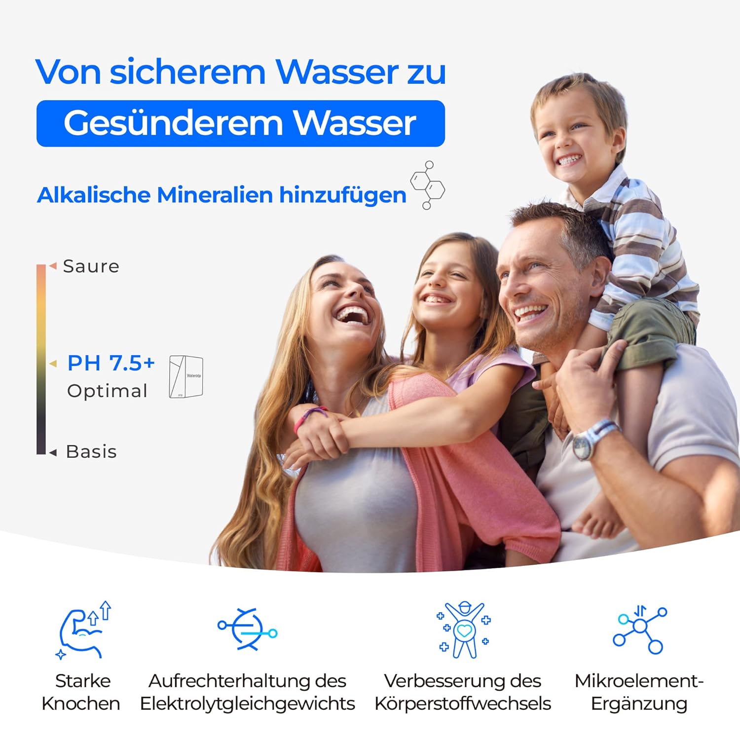 Waterdrop X12 Alkalisches Mineral pH+ Umkehrosmoseanlage, NSF/ANSI 58&372 Zertifiziert, 1200 GPD Schneller Durchfluss, 11-stufige Filtration Tanklos, 3:1 Rein zum Abfluss, Untertisch, BPA Frei